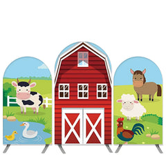 Lofaris Cartoon Farm House Theme Animals Birthday Arch Backdrop Kit