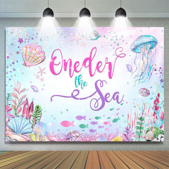 Oneder The Sea Shell Jellyfish 1st Birthday Backdrop