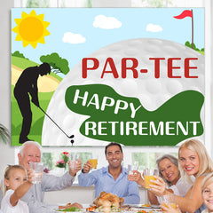 Lofaris Cartoon Golf Par-tee Happy Birthday Backdrop Banner