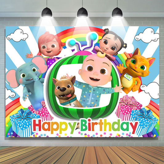 Lofaris Cartoon Happy Children Birthday Party Backdrop