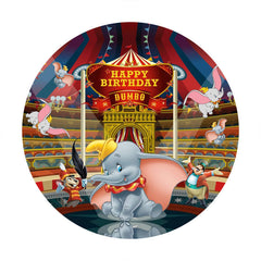 Lofaris Cartoon Little Elephant Round Circus Birthday Backdrop