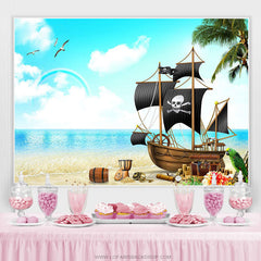 Lofaris Cartoon Pirate Ship Photography Birthday Backdrop