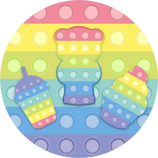 Lofaris Cartoon Pop It Fidget Toy Round Party Backdrops