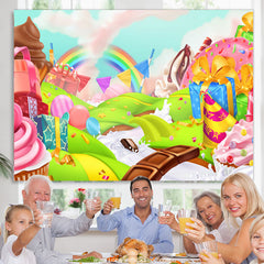 Lofaris Cartoon Rainbow Dessert Candyland Birthday Backdrop