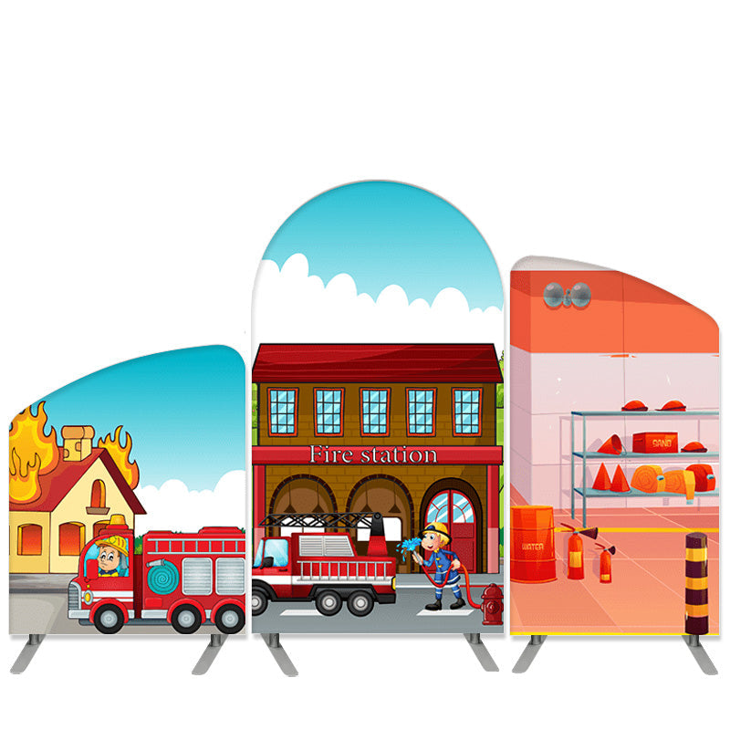 Lofaris Cartoon Red Truck Theme Arch Backdrop Kit For Boy