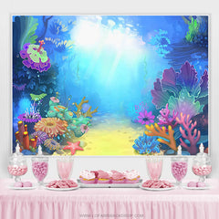 Lofaris Cartoon Sea World Blue Happy Birthday Party Backdrop