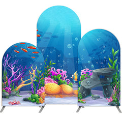 Lofaris Cartoon Sea World Double Sided Party Arch Backdrop Kit