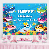 Load image into Gallery viewer, Lofaris Cartoon Shark Happy Birthday Theme Backdrop for baby
