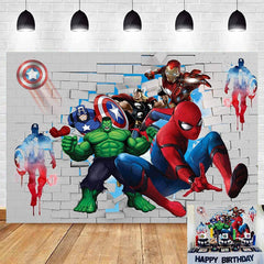 Lofaris Cartoon Superhero Spiderman Theme Birthday Backdrop