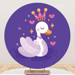 Lofaris Cartoon Swan Purple Pink Heart Round Party Backdrops