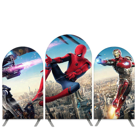 Lofaris Cartoon Theme Super City Hero Birthday Arch Backdrop Kit