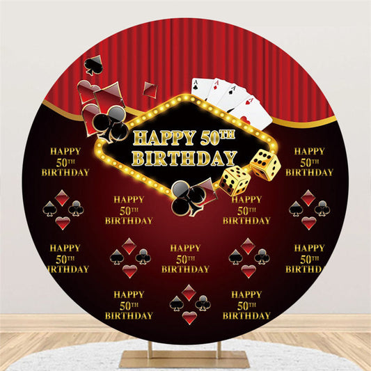 Lofaris Casino Black Red Classic Circle 50Th Birthday Backdrop
