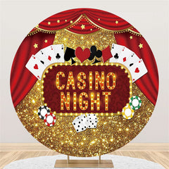 Lofaris Casino Night Glitter Golden And Red Circle Backdrop