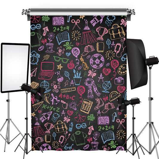 Lofaris Chalkboard Colorful Graffiti Back to School Backdrop
