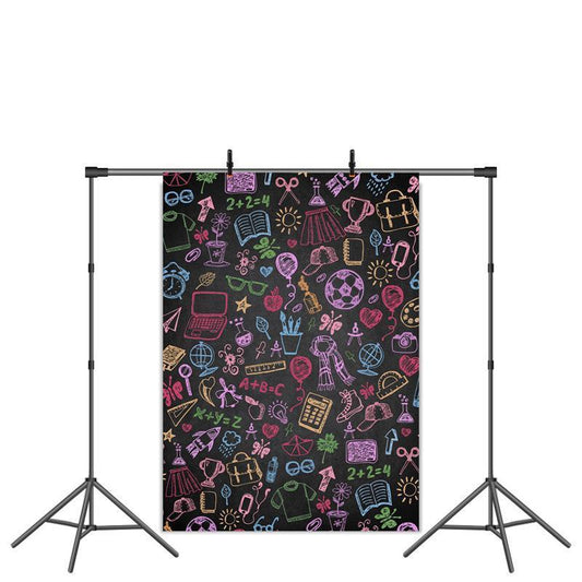 Lofaris Chalkboard Colorful Graffiti Back to School Backdrop
