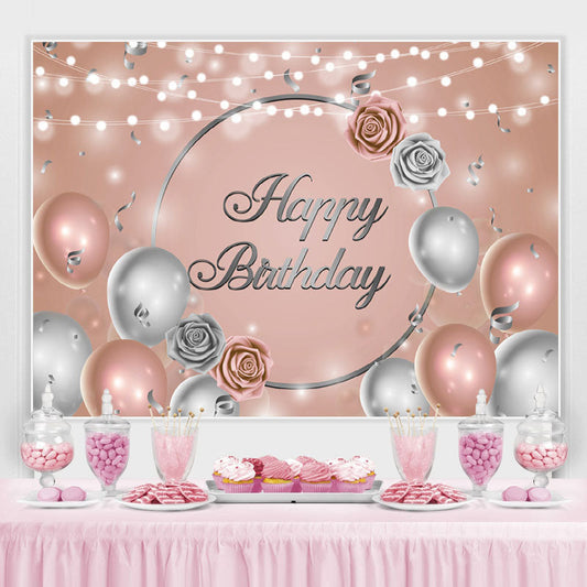 Lofaris Champagne Golden Silver Balloon Light Birthday Backdrop