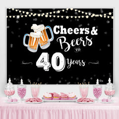 Lofaris Cheers And Beers To 40 Years Happy Birthday Backdrop