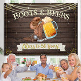Load image into Gallery viewer, Lofaris Cheers To 50 Years Wooden Happy 50th Birthday Backdrop