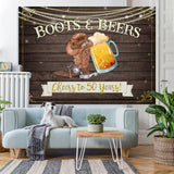Load image into Gallery viewer, Lofaris Cheers To 50 Years Wooden Happy 50th Birthday Backdrop