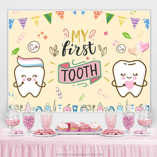 Lofaris Children 1st Birthday Backdrop For First Tooth Party
