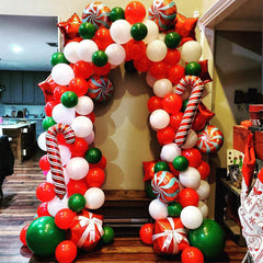 Lofaris Christmas Balloon Garland Arch Kit With Red White Candy | Party Decorations