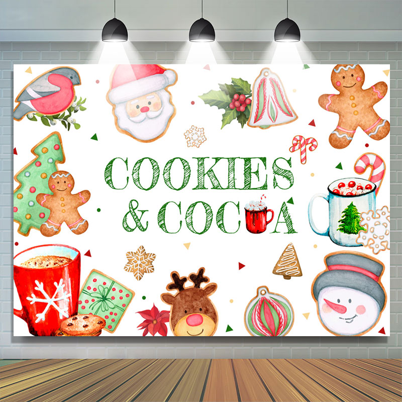 Lofaris Christmas Cookies And Cocoa Gingersnap Backdrop For Party