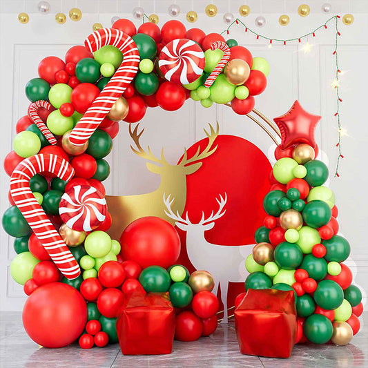 Lofaris Christmas Red Gold Green Candy Garland Balloon Arch Kit | Party Decorations