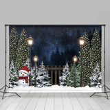 Load image into Gallery viewer, Lofaris Christmas Snowy Night With Snowman In Lamp Backdrop For Party