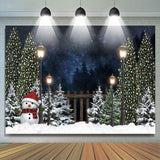 Load image into Gallery viewer, Lofaris Christmas Snowy Night With Snowman In Lamp Backdrop For Party