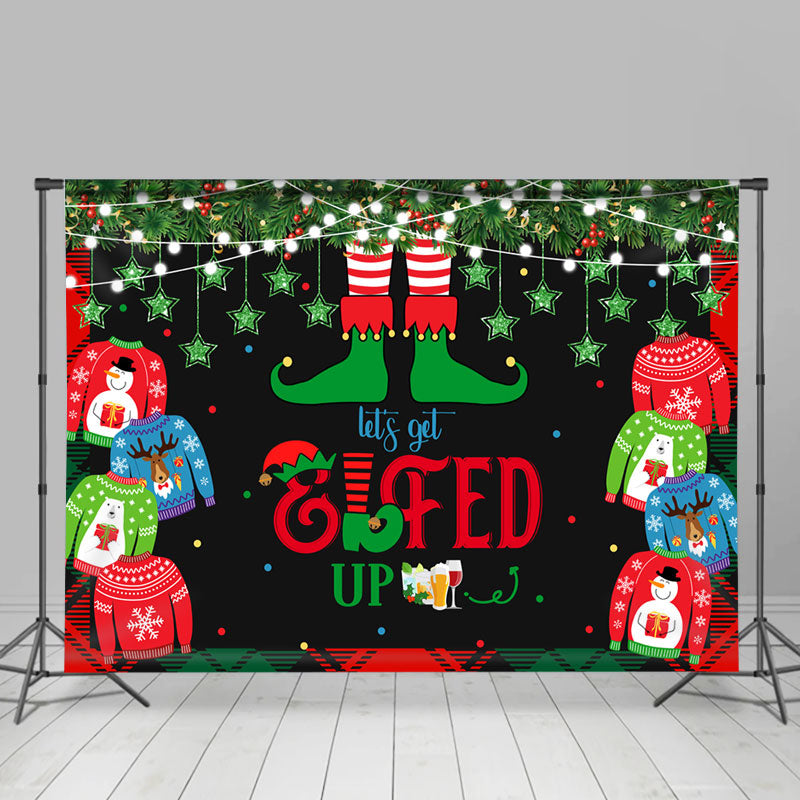 Lofaris Christmas Sweater Lets Get Elfed Up Holiday Backdrop