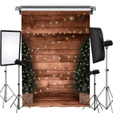 Load image into Gallery viewer, Lofaris Christmas Tree And Lights Wooden Brown Warm Theme Backdrop
