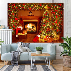 Lofaris Christmas Tree Fireplace Holiday Backdrop