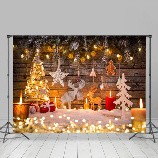 Lofaris Christmas Tree In Light With Deer And Gifts Backdrop For Party