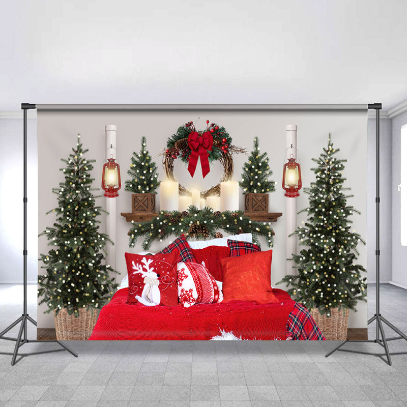 Lofaris Christmas Tree Red Blanket Christmas Backdrop For Party