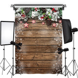 Load image into Gallery viewer, Lofaris Christmas Tree Snowflake Star Wooden Floor Backdrop for Photo