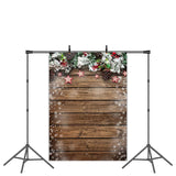 Load image into Gallery viewer, Lofaris Christmas Tree Snowflake Star Wooden Floor Backdrop for Photo