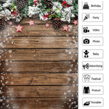 Load image into Gallery viewer, Lofaris Christmas Tree Snowflake Star Wooden Floor Backdrop for Photo