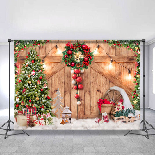 Lofaris Christmas Tree Stripe Gift Party Backdrop