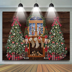 Lofaris Christmas Tree With Snowy Wood Backdrop Decoration