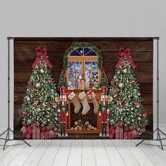 Lofaris Christmas Tree With Snowy Wood Backdrop Decoration