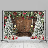 Load image into Gallery viewer, Lofaris Christmas Trees Gift Snowflake Wooden Door Backdrop