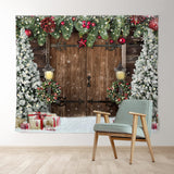Load image into Gallery viewer, Lofaris Christmas Trees Gift Snowflake Wooden Door Backdrop
