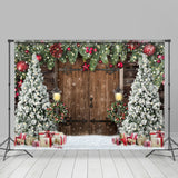 Load image into Gallery viewer, Lofaris Christmas Trees Snowflake Wooden Door Backdrop for