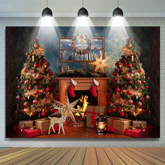 Lofaris Christmas Trees With Shiny Starfish Winter Backdrop