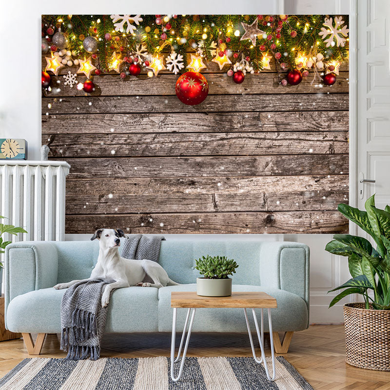 Lofaris Christmas Wood Glitter Snowflake Photo Backdrop for Holiday
