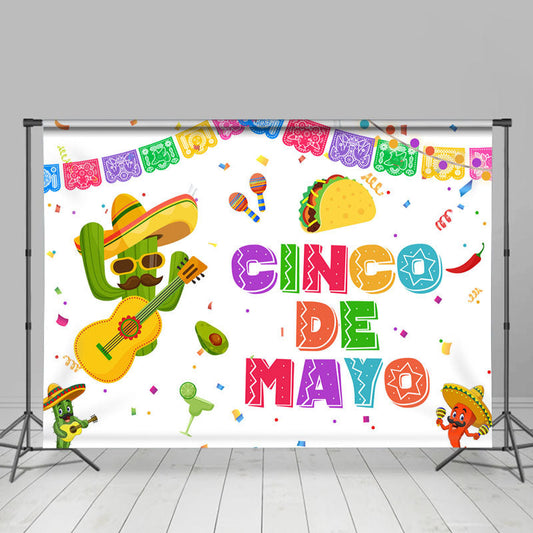 Lofaris Cinco De Mayo Cacti And Food Mexico Holiday Backdrop