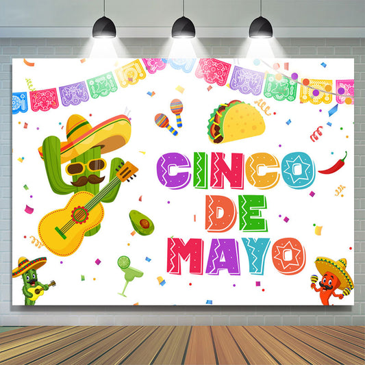 Lofaris Cinco De Mayo Cacti And Food Mexico Holiday Backdrop