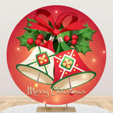 Load image into Gallery viewer, Lofaris Circle A Pair of Bells Red Merry Chrismas Backdrop