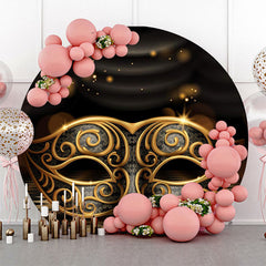 Lofaris Circle Black With Gold Masquerade Backdrop For Party