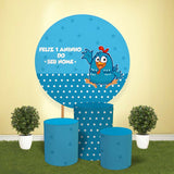 Load image into Gallery viewer, Lofaris Circle Blue Bird Round Happy Birthday Party Backdrop